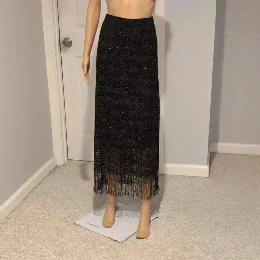 Cato fringe lurex Maxi skirt
